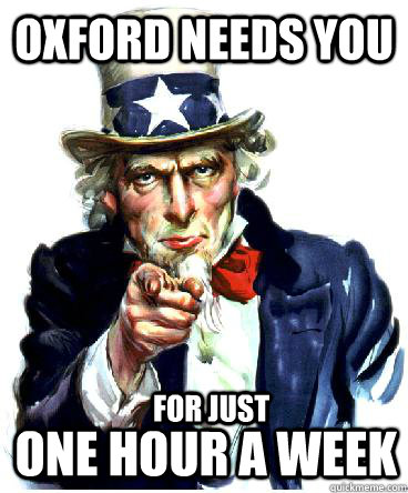 Oxford needs you one hour a week for just  Uncle Sam