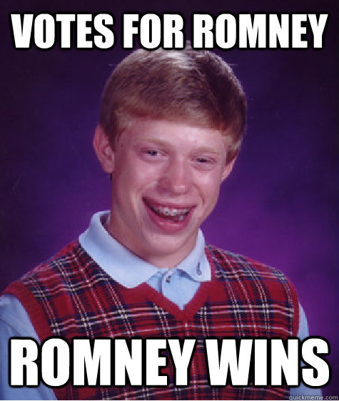 Votes for Romney Romney wins  Bad Luck Brian