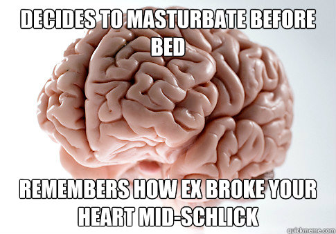 decides to masturbate before bed remembers how ex broke your heart mid-schlick   Scumbag Brain