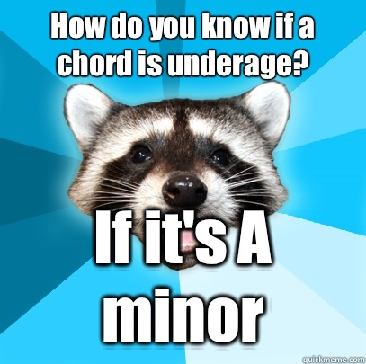 How do you know if a chord is underage? If it's A minor  Lame Pun Coon