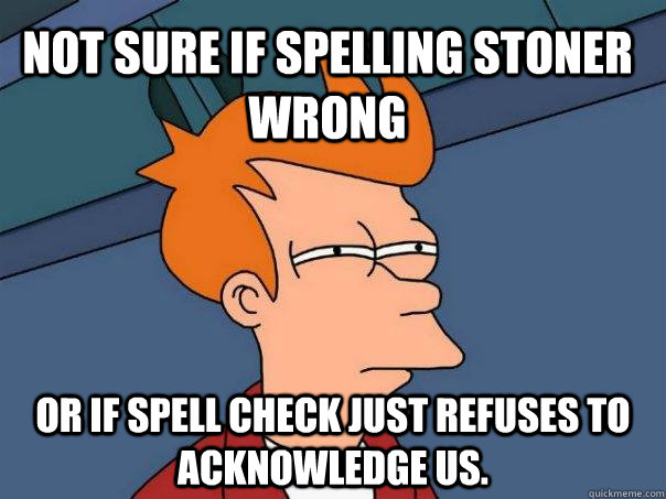 Not sure if spelling stoner wrong Or if spell check just refuses to acknowledge us. - Not sure if spelling stoner wrong Or if spell check just refuses to acknowledge us.  Futurama Fry