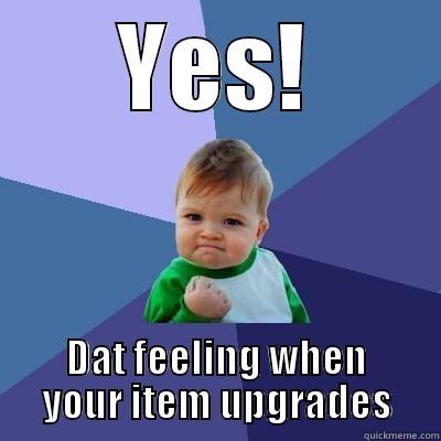 YES! DAT FEELING WHEN YOUR ITEM UPGRADES Success Kid