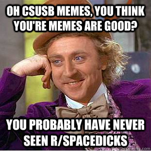 Oh CSUSB memes, you think you're memes are good? You probably have never seen r/spacedicks - Oh CSUSB memes, you think you're memes are good? You probably have never seen r/spacedicks  Condescending Wonka