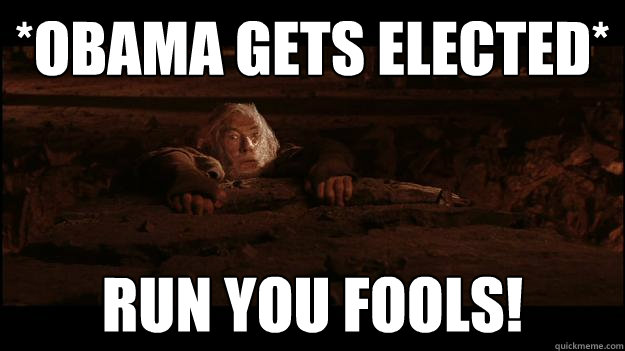 *Obama gets elected* Run You Fools!  Gandalf