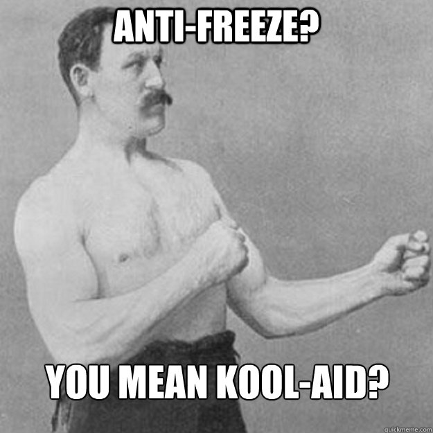 Anti-Freeze? You mean Kool-Aid?  overly manly man