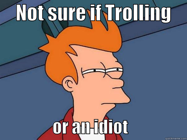     NOT SURE IF TROLLING                      OR AN IDIOT                  Futurama Fry