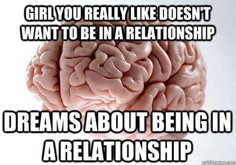 GIRL YOU REALLY LIKE DOESN'T WANT TO BE IN A RELATIONSHIP  DREAMS ABOUT BEING IN A RELATIONSHIP   Scumbag Brain