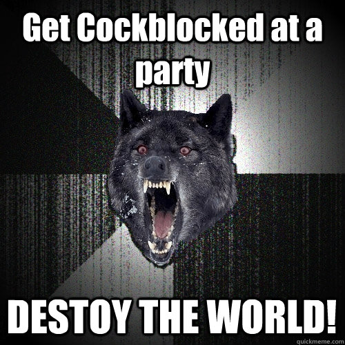 Get Cockblocked at a party DESTOY THE WORLD!  Insanity Wolf