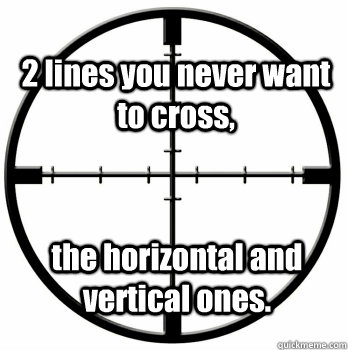 2 lines you never want to cross, the horizontal and vertical ones.  