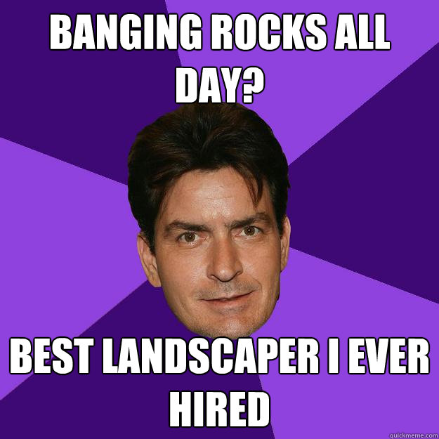 Banging rocks all day? best landscaper i ever hired   Clean Sheen