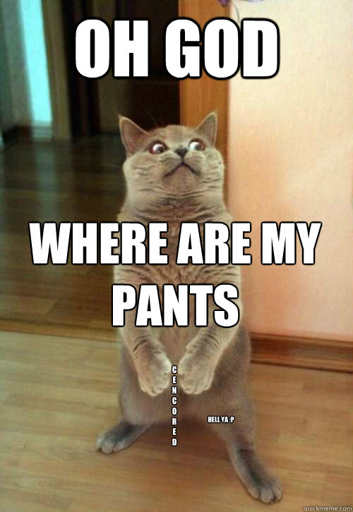 Oh god where are my pants hell ya :p c
e
n
c
o
r
e
d  Horrorcat