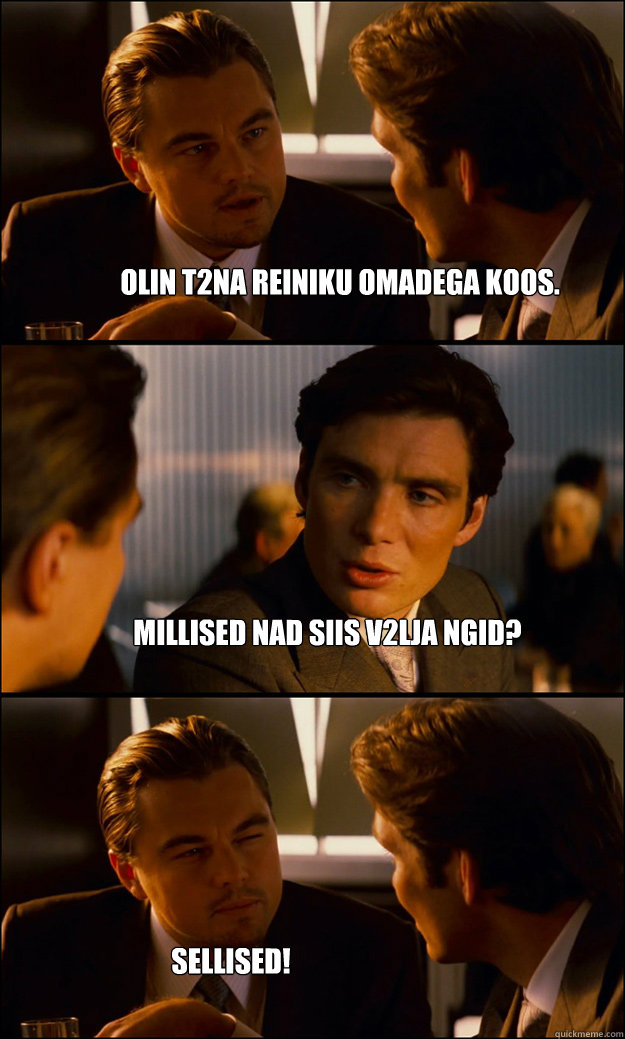 Olin t2na reiniku omadega koos. Millised nad siis v2lja nägid? Sellised!  Inception