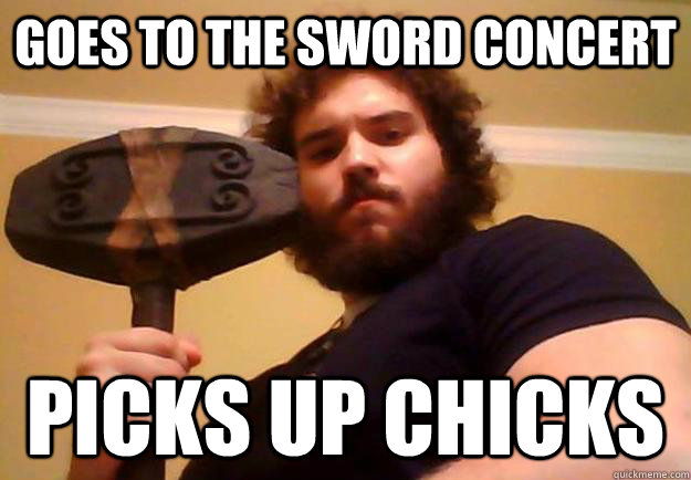 Goes to the sword concert picks up chicks   Handsome Viking