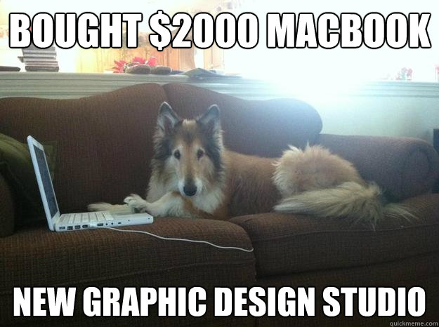 bought $2000 macbook new graphic design studio - bought $2000 macbook new graphic design studio  Technologically Savvy Collie