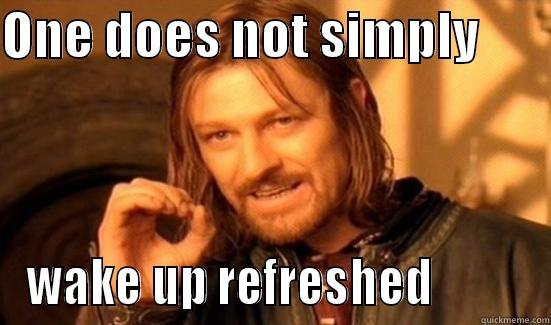 ONE DOES NOT SIMPLY        WAKE UP REFRESHED          Boromir