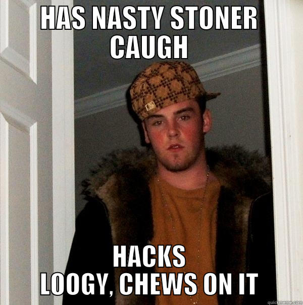 HAS NASTY STONER CAUGH HACKS LOOGY, CHEWS ON IT Scumbag Steve