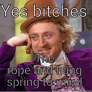 YES BITCHES  THE ROPE AND HANG SPRING TO MIND Condescending Wonka