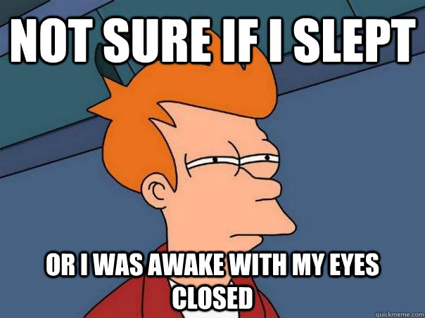 Not sure if i slept or i was awake with my eyes closed - Not sure if i slept or i was awake with my eyes closed  Futurama Fry