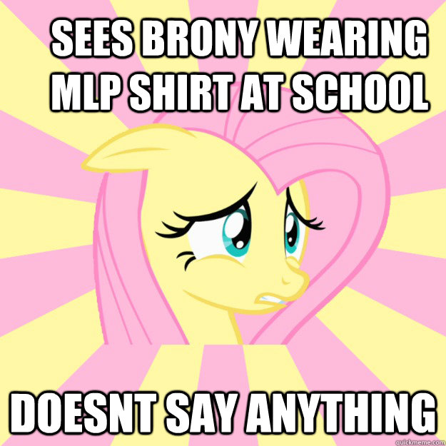 Sees brony wearing mlp shirt at school doesnt say anything  Socially awkward brony