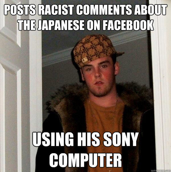 posts racist comments about the japanese on facebook using his sony computer  