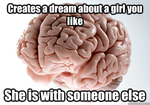 Creates a dream about a girl you like She is with someone else  Scumbag Brain