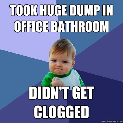 Took huge dump in office bathroom Didn't get clogged  Success Kid