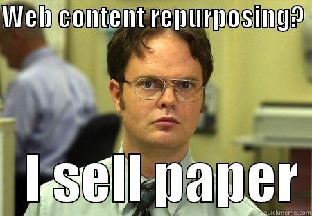 SERPs Google - WEB CONTENT REPURPOSING?     I SELL PAPER Schrute