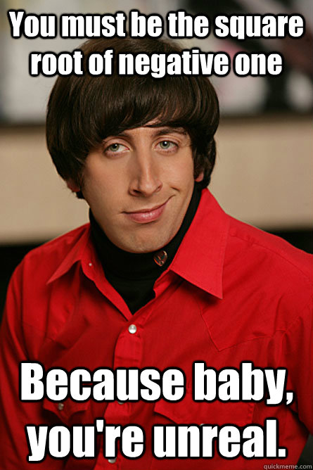 You must be the square root of negative one Because baby, you're unreal.  Pickup Line Scientist