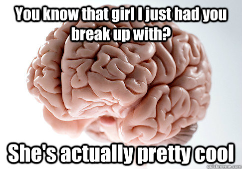 You know that girl I just had you break up with? She's actually pretty cool  Scumbag Brain