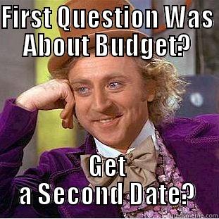 FIRST QUESTION WAS ABOUT BUDGET? GET A SECOND DATE? Condescending Wonka