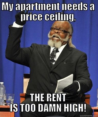 MY APARTMENT NEEDS A PRICE CEILING, THE RENT IS TOO DAMN HIGH! The Rent Is Too Damn High