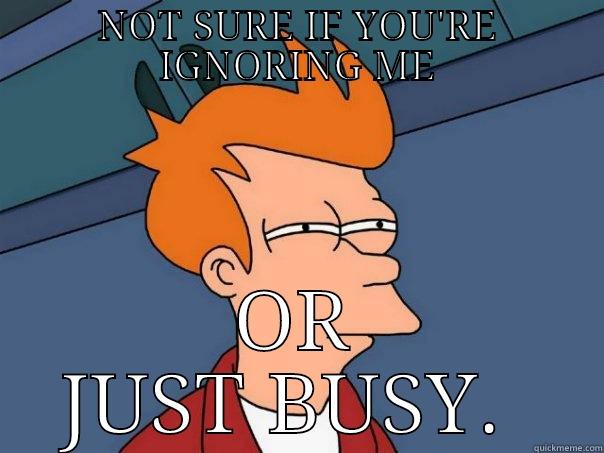 NOT SURE IF YOU'RE IGNORING ME OR JUST BUSY.  Futurama Fry