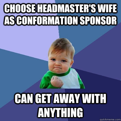 Choose Headmaster's Wife as Conformation Sponsor Can Get away with anything - Choose Headmaster's Wife as Conformation Sponsor Can Get away with anything  Success Kid