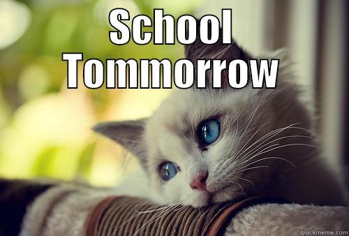 SCHOOL TOMMORROW  First World Problems Cat