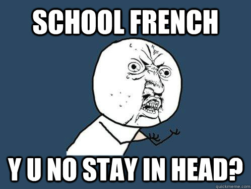 school french y u no stay in head?  Y U No