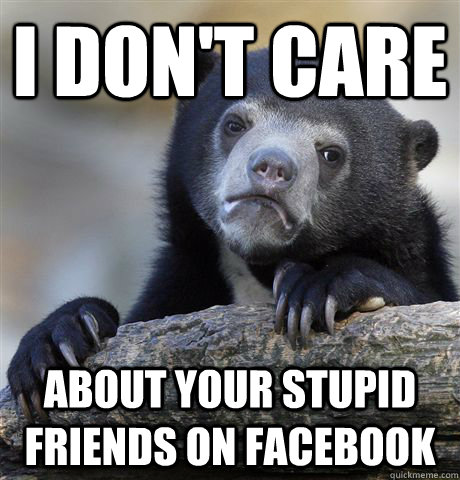 I don't care about your stupid friends on facebook - I don't care about your stupid friends on facebook  Confession Bear