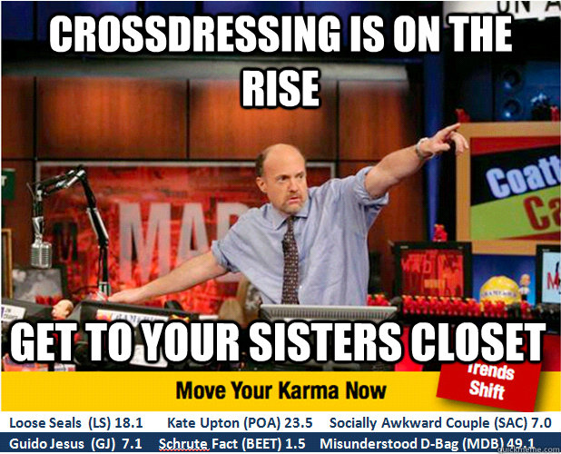 crossdressing is on the rise get to your sisters closet  Jim Kramer with updated ticker