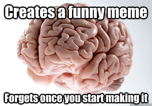 Creates a funny meme Forgets once you start making it  Scumbag Brain