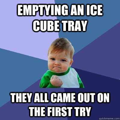 Emptying an ice cube tray  They all came out on the first try - Emptying an ice cube tray  They all came out on the first try  Success Kid