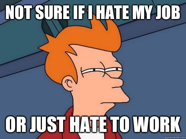 Not sure if i hate my job Or just hate to work - Not sure if i hate my job Or just hate to work  Futurama Fry