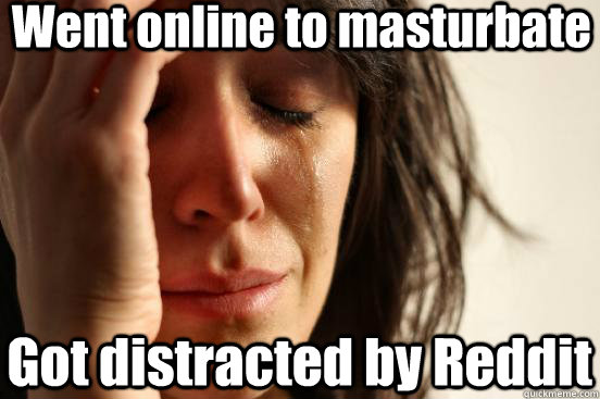 Went online to masturbate Got distracted by Reddit  First World Problems