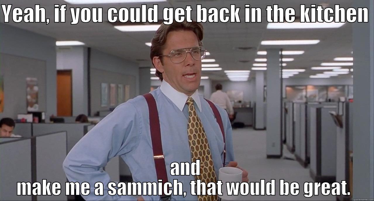 Sammich Maker - YEAH, IF YOU COULD GET BACK IN THE KITCHEN  AND MAKE ME A SAMMICH, THAT WOULD BE GREAT.  Misc