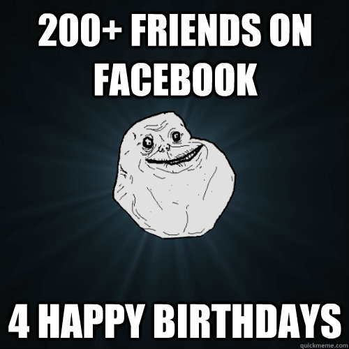 200+ friends on facebook 4 happy birthdays - 200+ friends on facebook 4 happy birthdays  Forever Alone