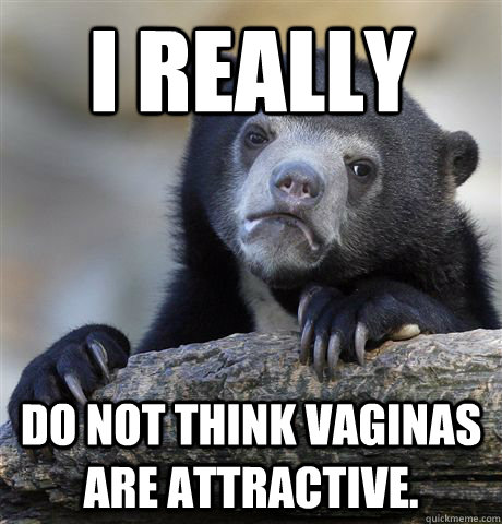 I really  Do not think vaginas are attractive.   Confession Bear