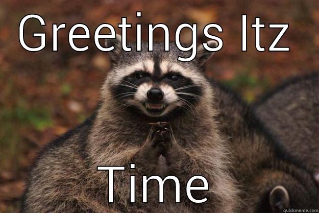 GREETINGS ITZ TIME Evil Plotting Raccoon