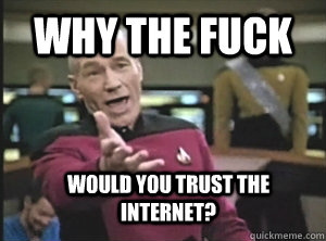 why the fuck would you trust the internet? - why the fuck would you trust the internet?  Annoyed Picard