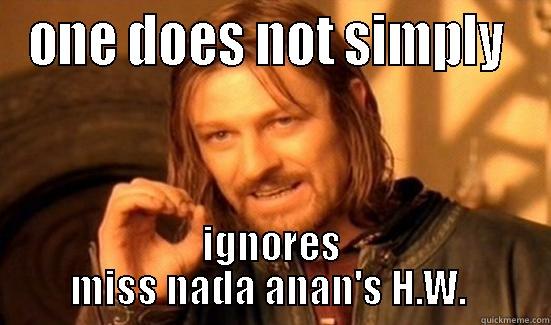 ONE DOES NOT SIMPLY  IGNORES MISS NADA ANAN'S H.W.  Boromir