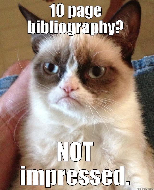 10 PAGE BIBLIOGRAPHY? NOT IMPRESSED. Grumpy Cat