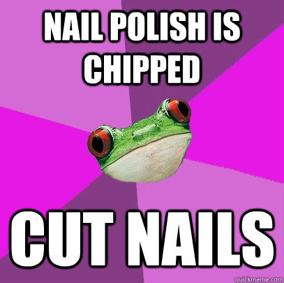 nail polish is chipped cut nails  Foul Bachelorette Frog