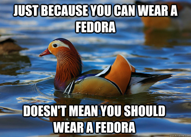 Just because you can wear a fedora Doesn't mean you should wear a fedora - Just because you can wear a fedora Doesn't mean you should wear a fedora  Fashion Advice Mallard